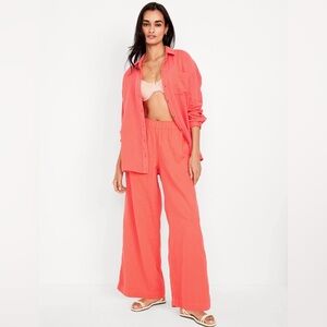 NWT Old Navy High-Waisted Crinkle Gauze Super Wide-Leg Pants